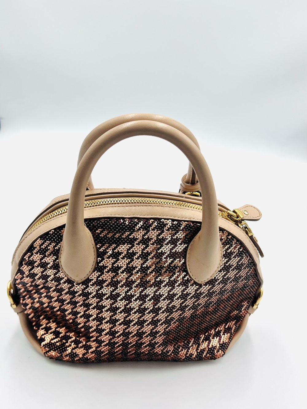 Salvatore Ferragamo Sequin Houndstooth Fiamma Satchel/Crossbody Bag - Picture 4 of 13
